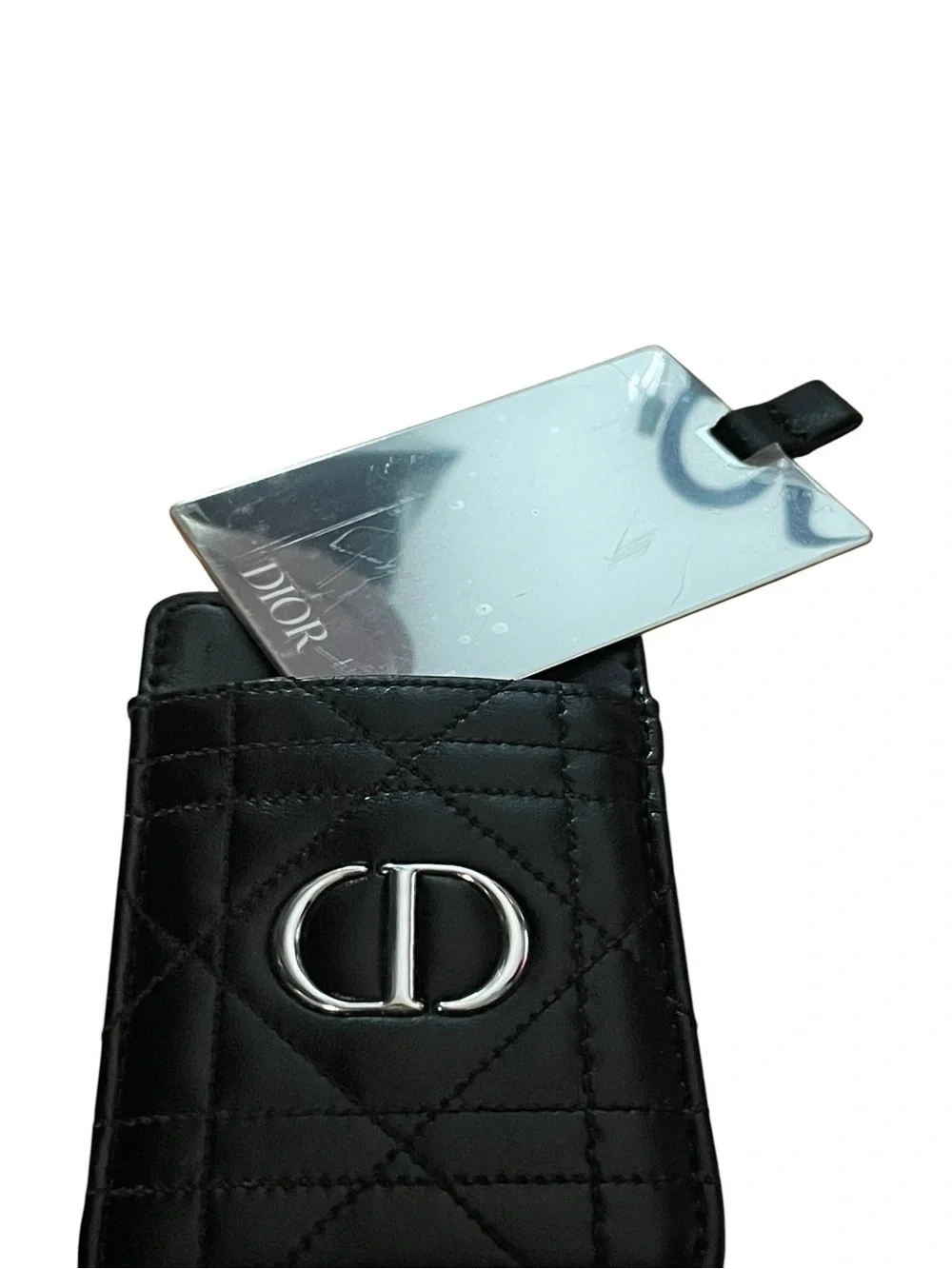 Dior Black Quilted CD Logo Phone Card Holder Wallet